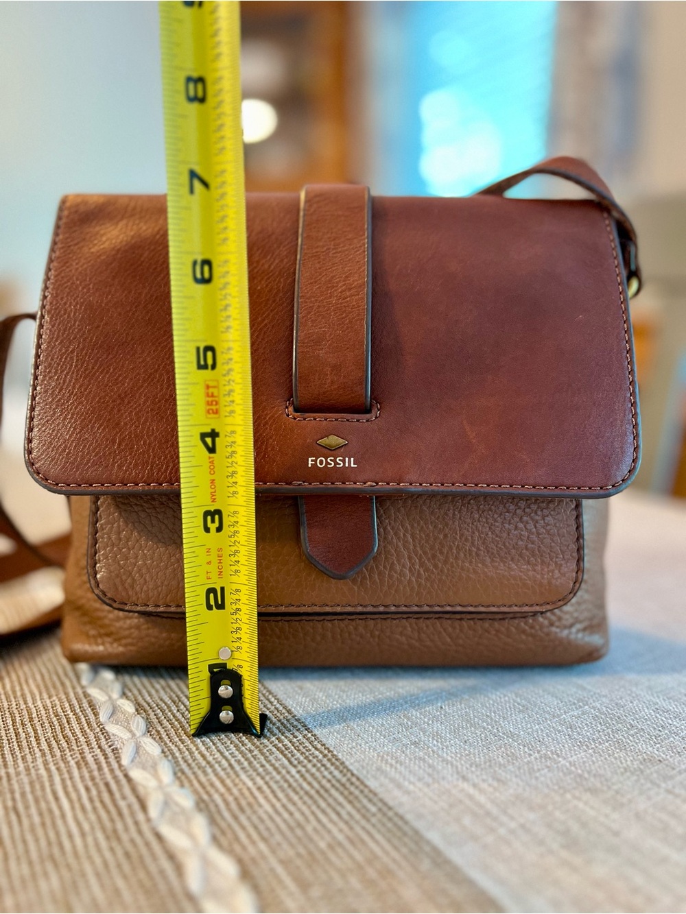 🤎Fossil Leather Crossbody Bag Brown Pebbled Flap Organizer Purse - Picture 12 of 12